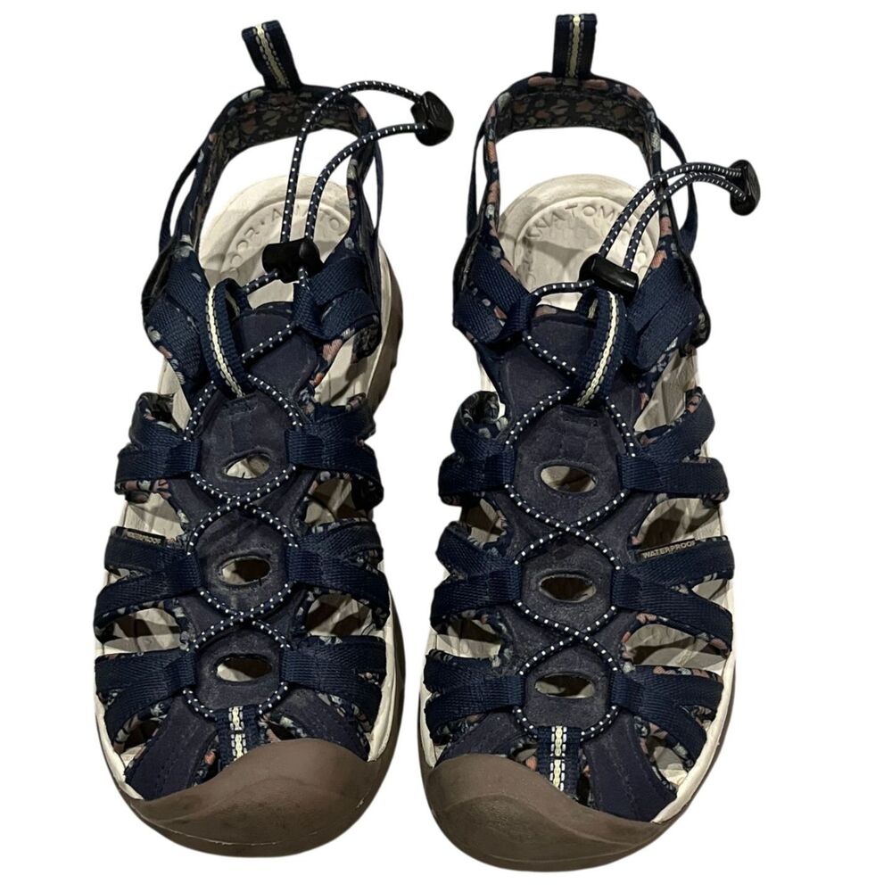 KEEN Whisper Waterproof Sport Sandals Womens Size 10.5 Blue Floral Shoe